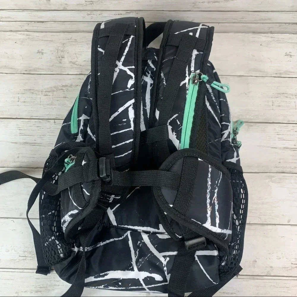 Fabletics Marble Print Backpack Black Mint White Workout Bag